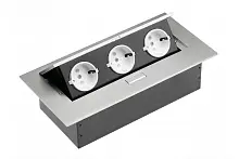 Блок розеток прямоугольный врезной 3 розетки AE-PB03GS-53N (Schuko), алюминий, с проводом 1,5 метра — купить оптом и в розницу в интернет магазине GTV-Meridian.